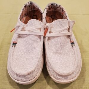 Hey Dude Women's White Loafers with Patterned Lining